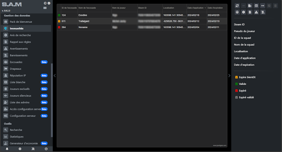 Gestion des Immunités