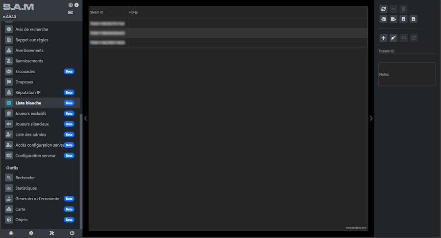 Gestion de la Liste Blanche