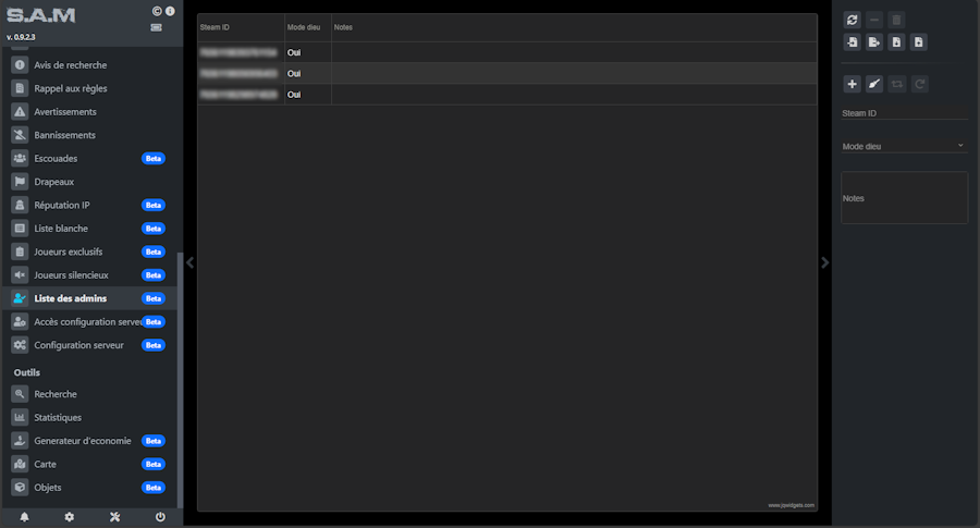 Gestion des Administrateurs